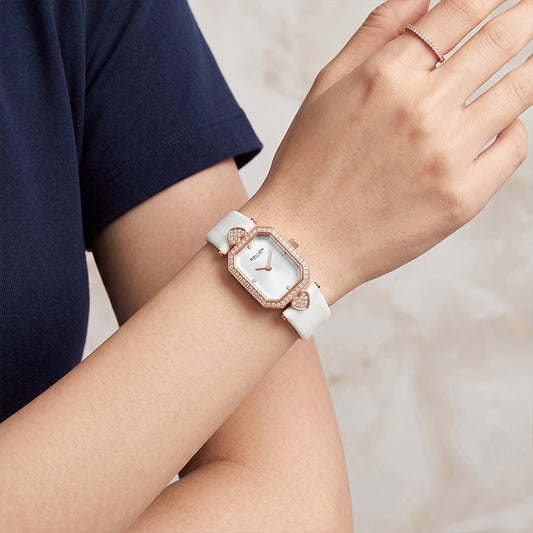 Sollen SL426 Quartz Watch - Women's Genuine Leather Geometric Wristwatch