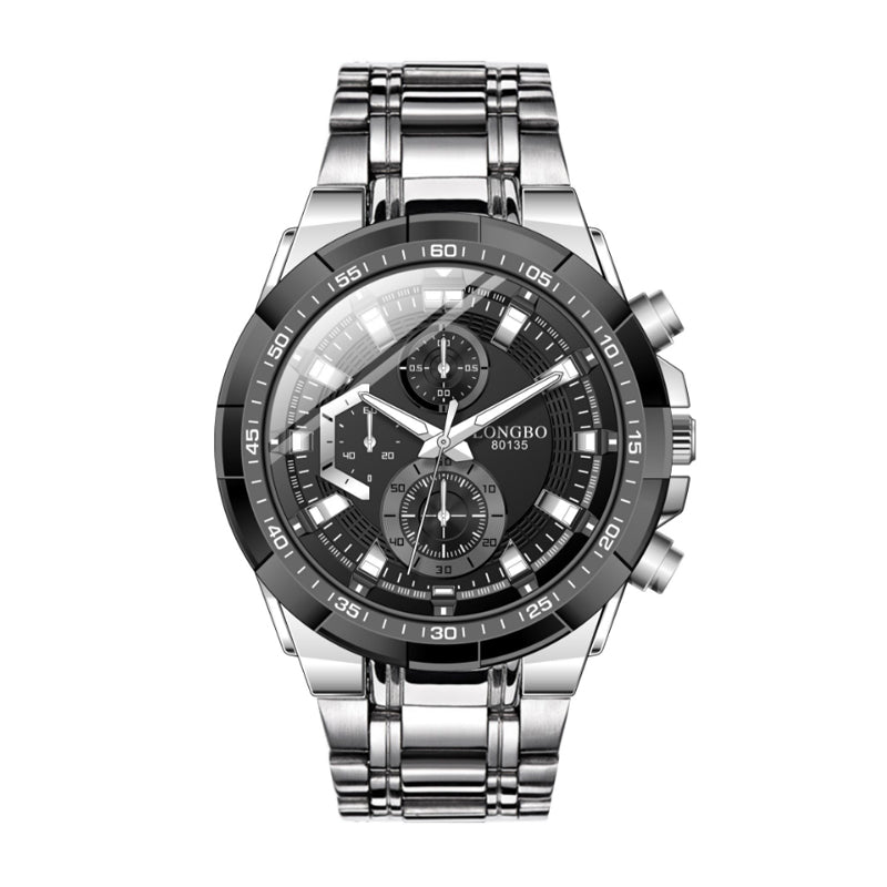 Labaoli LA80135G Quartz Watch - Live Edition Men's Heavy Sport 47mm Chronograph Style Dial Large Steel Link Bracelet Wristwatch