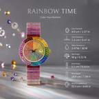 KDW KDW-2401 Quartz Watch - Live Edition Men's & Women's Luxury Iced-Out Full Rainbow Gradient Crystals Encrusted Gold Case Luminous Hands Date Window Stainless Steel Band Hiphop Wristwatch