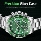 Sollen SL721 Chronograph Watch - Men's Multi-Function Moonphase Stainless Steel 3-Bead Bracelet Wristwatch