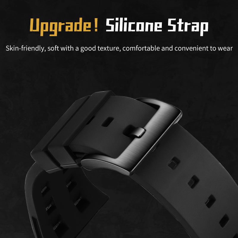 Sollen SL727 Quartz Watch - Men's Tonneau Case 3D Textured Dial Performance Silicone Strap Wristwatch