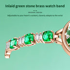 Sollen SL478 Quartz Watch - Women's Rose Gold Ice Green Dial Prismatic Glass Jewelry Bracelet Wristwatch