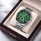 LONGBO LA80135G Live Edition Men's Sport Quartz Watch - 47mm Case Sporty Multi-Subdial Design Stainless Steel Bracelet Wristwatch