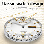 Sollen 9050 Automatic Watch - Men's Dual Calendar Sunray Dial 9-Bead Stainless Steel Bracelet Wristwatch