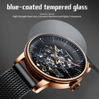 Sollen SL202 Men's Full Skeleton Automatic Mechanical Watch - 42mm Stainless Steel Case Frosted Open Dial Luminous Hands Wristwatch