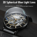 Sollen SL316 Men's Open Heart Full Skeleton Automatic Mechanical Watch - 42mm Stainless Steel Case Slim 9.9mm Acrylic Dial Wristwatch