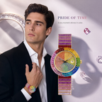 KDW KDW-2401 Quartz Watch - Live Edition Men's & Women's Luxury Iced-Out Full Rainbow Gradient Crystals Encrusted Gold Case Luminous Hands Date Window Stainless Steel Band Hiphop Wristwatch