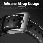 Sollen SL326 Men's Skeleton Automatic Mechanical Watch - 43mm 316L Stainless Steel Case Sapphire Crystal Multi-Layer Dial Leather-Pattern Silicone Strap Wristwatch
