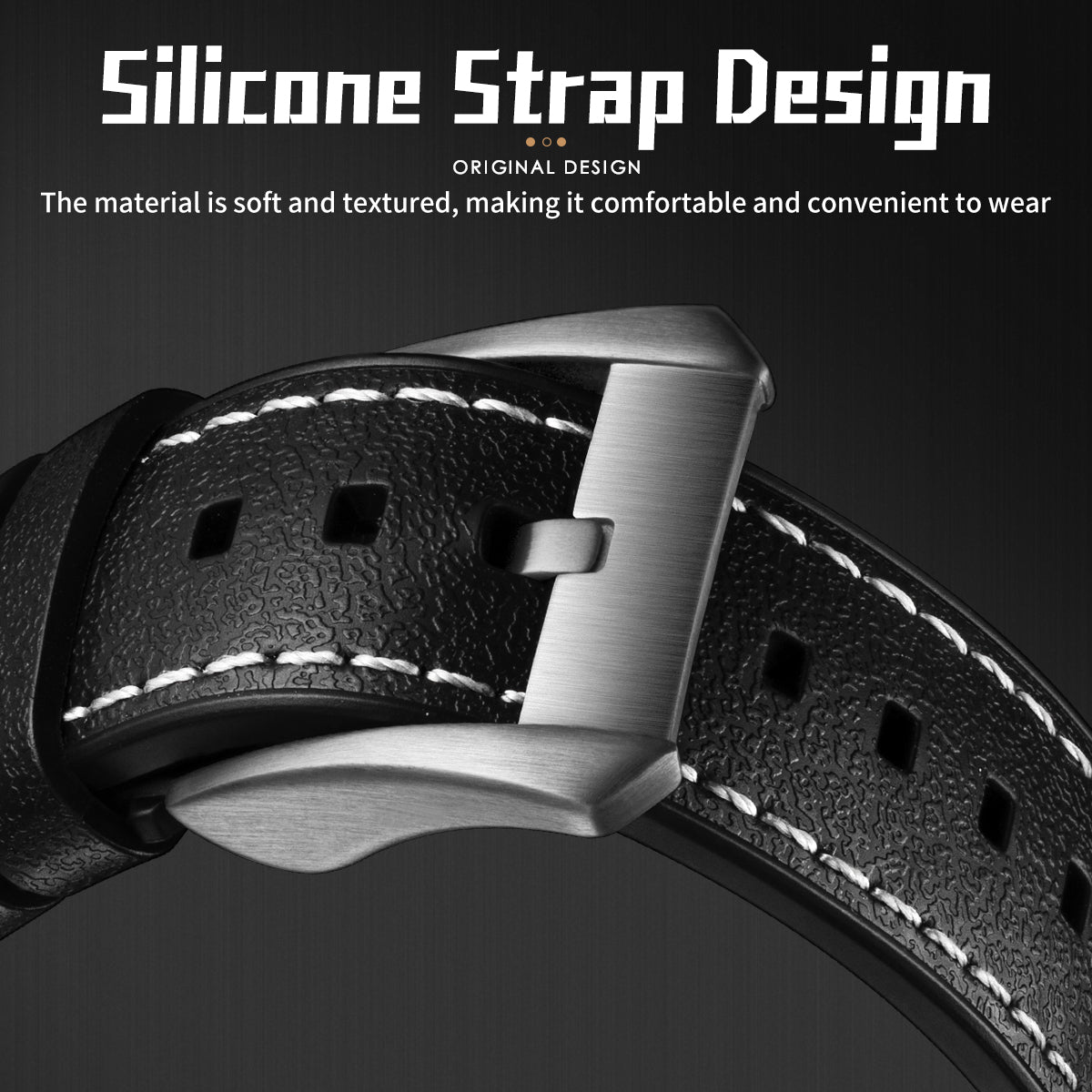 Sollen SL326 Men's Skeleton Automatic Mechanical Watch - 43mm 316L Stainless Steel Case Sapphire Crystal Multi-Layer Dial Leather-Pattern Silicone Strap Wristwatch