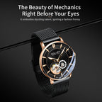 Sollen SL365 Men's Open Heart Automatic Mechanical Watch - 42mm Stainless Steel Case Slim 9.9mm Miyota 82S5 Movement Small Seconds Mesh Bracelet Wristwatch