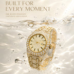 PRECIOUS 8243 Live Edition Men's Iced Out Watch - Luxury Large Crystal Bezel Pave Dial Date Window Metal Band Hiphop Sport Wristwatch