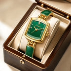 Labaoli LA653 Quartz Watch - Live Edition Women's Elegant 20mm Square Tonneau Case Faceted Diamond-Cut Glass Minimalist Crystal Dial Full IPG Gold Enamel Texture Bangle Bracelet Timepiece