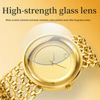 LX-1016 Quartz Watch - Live Edition Unisex Modern 40mm Ultra-Slim 8mm Case Faceted Cut Lens Full IPG Gold Plating Luxury 26mm Woven-Link Bracelet Timepiece