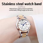 Sollen SL469 Women's Quartz Watch - 33mm Dial 11 Zirconia Markers Blue Sword Hands Two-Tone Stainless Steel Bracelet Wristwatch