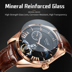 Sollen SL302 Men's Open Heart Automatic Mechanical Watch - 41mm Stainless Steel Case Moon Phase Dual Time Sunburst Dial Wristwatch