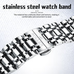 Sollen SL801 Chronograph Watch - Men's Multi-Function Moonphase Sunburst Dial 7-Bead Stainless Steel Bracelet Wristwatch
