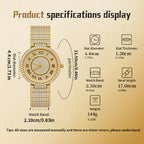MISSFOX V377L Live Edition Men's Fully Iced Out Quartz Watch - 44mm Case Roman Numerals Pave Diamond Dial Coated Glass Metal Band Wristwatch
