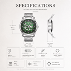 AIYISHI AYS2805G Live Edition Men's Skeleton Style Quartz Watch - 40mm Silver Case Tachymeter Bezel Date Window Metal Band Wristwatch