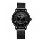 Sollen SL201 Men's Skeleton Automatic Mechanical Watch - 42mm Stainless Steel Case Double-Layer Dial Luminous Hands Mesh Bracelet Wristwatch