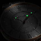 Sollen SL201 Men's Skeleton Automatic Mechanical Watch - 42mm Stainless Steel Case Double-Layer Dial Luminous Hands Mesh Bracelet Wristwatch
