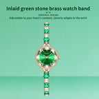 Sollen SL478 Quartz Watch - Women's Rose Gold Ice Green Dial Prismatic Glass Jewelry Bracelet Wristwatch
