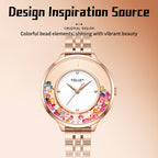 Sollen SL455 Quartz Watch - Women's Stainless Steel Bracelet Starry Enamel Dial with Floating Beads