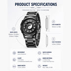 LONGBO LB83899 Quartz Watch - Live Edition Men's Tech 44mm Black Case No-Glass Magnetic Rolling Ball Pointerless Chinese Tai Chi Twelve Earthly Branches Theme Steel Link Bracelet Wristwatch