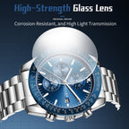 Sollen SL726 Chronograph Watch - Men's Multi-Function Stainless Steel Link Bracelet Wristwatch