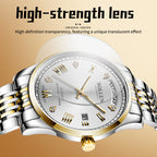 Sollen 9016 Automatic Watch - Men's Full Day Date Sunray Dial 9-Bead Stainless Steel Bracelet Wristwatch