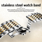 Sollen 9031 Automatic Watch - Men's Sunray Dial Luminous Markers 9-Bead Stainless Steel Bracelet Wristwatch