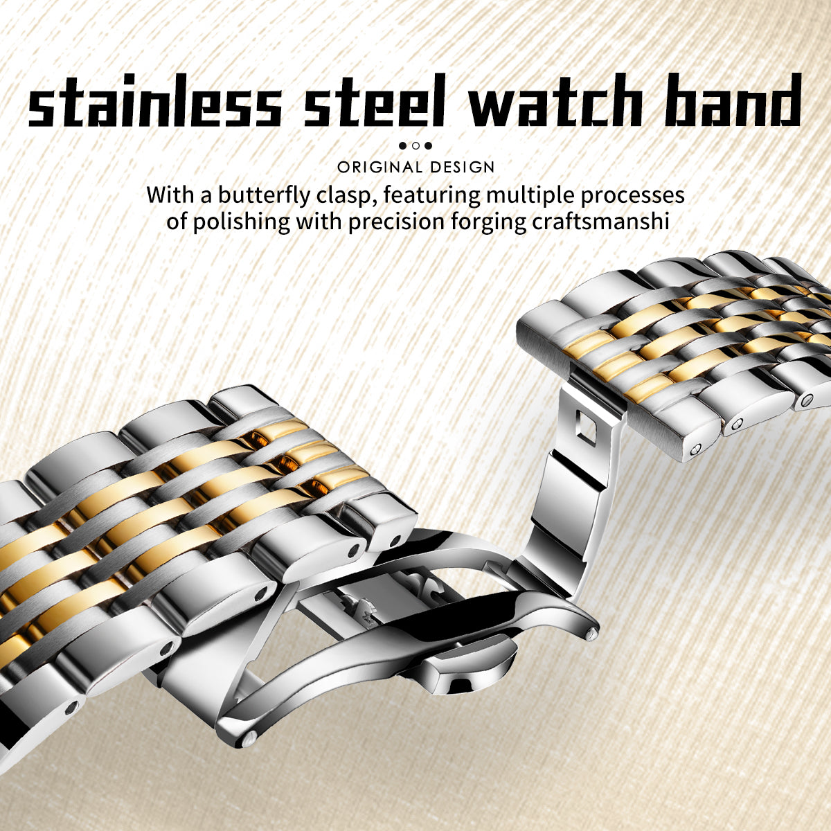 Sollen 9031 Automatic Watch - Men's Sunray Dial Luminous Markers 9-Bead Stainless Steel Bracelet Wristwatch