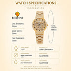 LOOK WORLD RKS257 Live Edition Men's Iced Out Watch - Luxury Full Crystals Encrusted Round Case Creative Spinning Dollar Sign Dial Metal Band Hiphop Wristwatch