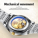 Sollen 9032 Automatic Watch - Men's Sunray Dial Luminous Dot Markers 9-Bead Stainless Steel Bracelet Wristwatch