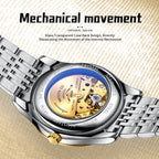 Sollen 9030 Automatic Watch - Men's Diamond-Set Dial Day Date 9-Bead Stainless Steel Bracelet Wristwatch