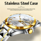 Sollen 9085 Automatic Watch - Men's Dress Citizen 8205 Sunray Dial Day Date 13 Luminous Marker 7-Bead Steel Bracelet Wristwatch