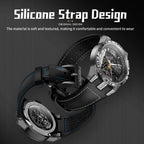 Sollen SL357 Men's Skeleton Automatic Mechanical Watch - 43mm 316L Stainless Steel Case Sapphire Crystal Multi-Layer Dial Leather-Pattern Silicone Strap Wristwatch