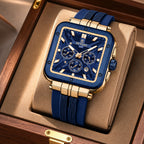 REWARD RD 833569M Quartz Watch - Live Edition Men's Luxury Bold Square Case Full Chronograph Luminous Hands Date Window Sport Silicone Strap Wristwatch