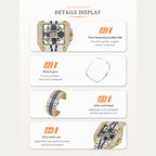 PRECIOUS 8208 Live Edition Men's Iced Out Watch - Luxury Baguette Crystals Encrusted Square Case Fully Skeleton See Through Dial Metal Band Hiphop Wristwatch