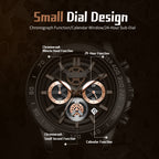 Sollen SL722 Chronograph Watch - Men's All-Black Case Multi-Function Stainless Steel Link Bracelet Wristwatch
