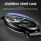 Sollen SL317 Men's Skeleton Dragon Automatic Mechanical Watch - 42mm Stainless Steel Case Slim 9.9mm Open Heart Mesh Bracelet Wristwatch
