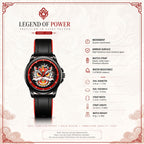 WLS6158 Quartz Watch - Live Edition Men's Streetwear 43mm Black Case Chinese Lion Dance Cultural Dial Luminous Facing Sport Silicone Elastic Woven Strap Wristwatch
