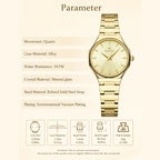 REWARD RD 213032L Quartz Watch - Live Edition Women's Elegant 28mm Full IPG Gold Stainless Steel Band Luminous Hands Sunburst Radial Dial Wristwatch