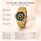 RKS RKS1159 Live Edition Men's Iced Out Watch - Luxury Rainbow Baguette Crystal Bezel Pave Dial Luminous Hands 6H Date Metal Band Hiphop Wristwatch