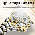 Sollen SL809 Multi-Function Watch - Men's Moonphase Sunray Dial Luminous Markers 3-Bead Stainless Steel Bracelet Wristwatch