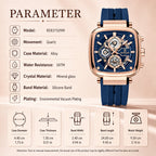 REWARD RD 831509M Quartz Watch - Live Edition Men's Luxury Cushion Case Full Chronograph Luminous Hands Date Window Sport Silicone Strap Wristwatch
