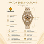 LOOK WORLD RKS245 Live Edition Men's Iced Out Watch - Luxury Full Crystals Encrusted Round Case Creative Spinning Star Dial Metal Band Hiphop Wristwatch