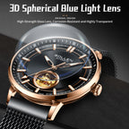 Sollen SL360 Men's Open Heart Automatic Mechanical Watch - 42mm Stainless Steel Case Slim 9.9mm Miyota Movement Luminous Markers Mesh Bracelet Wristwatch