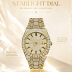 PRECIOUS 8243 Live Edition Men's Iced Out Watch - Luxury Large Crystal Bezel Pave Dial Date Window Metal Band Hiphop Sport Wristwatch