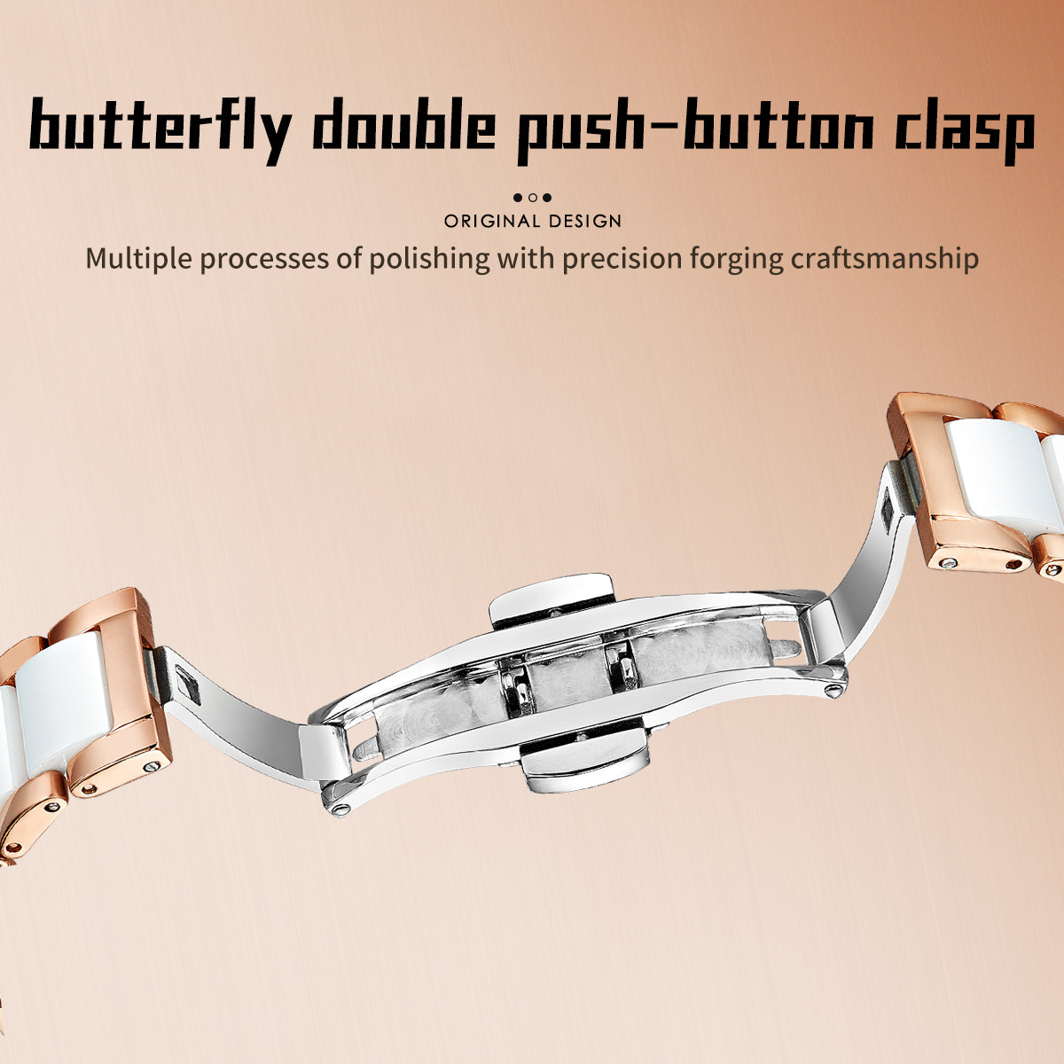 Sollen SL402 Women's Skeleton Automatic Mechanical Watch - 32.5mm Crystal Bezel Mother of Pearl Dial Ceramic Stainless Steel Bracelet Wristwatch