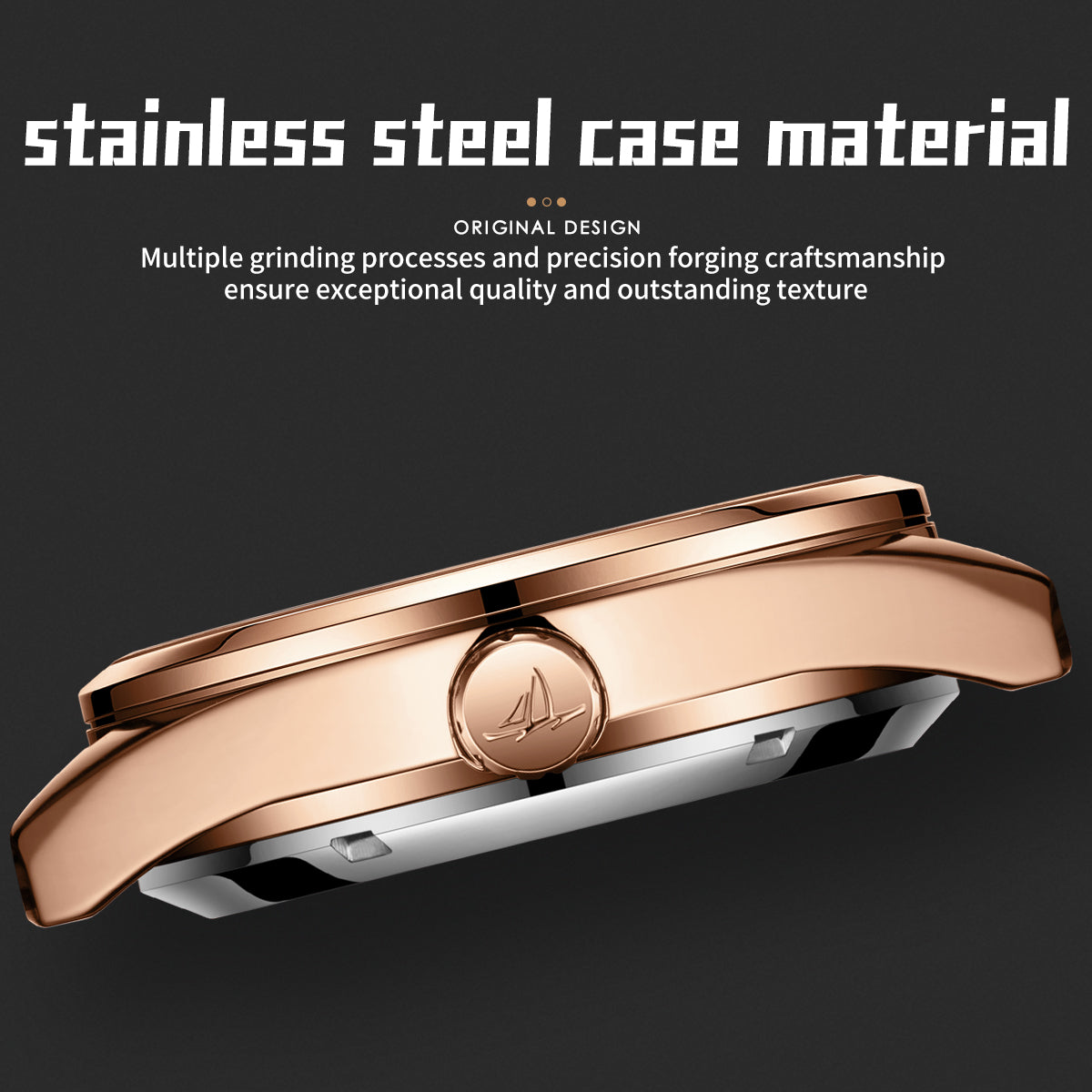 Sollen SL329 Men's Open Heart Automatic Mechanical Watch - 41mm Stainless Steel Case Sapphire Crystal Moon Phase Celestial Dial Bracelet Wristwatch